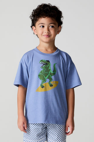 Chaser Surfin T-Rex shirt featuring a colorful T-Rex graphic, casual short-sleeve tee for men and women.