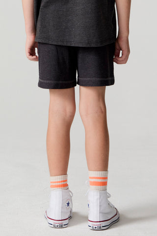Black Chaser Race Patches shorts with colorful patch designs, casual fit, and sporty style, shown on a plain background
