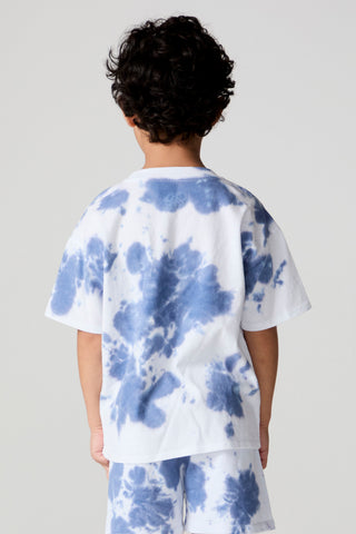 Chaser boys' tie dye smiley face T-shirt featuring bright colors and a playful design, casual and fun for young kids.