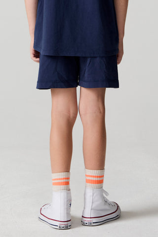 Chaser multi bolt shorts showing a casual fit with a multicolored bolt pattern on lightweight fabric.
