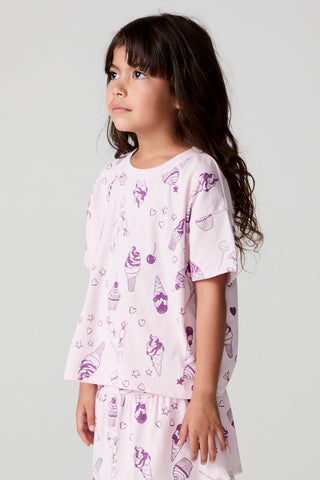 Chaser Allover Sweets Tee shirt with colorful candy print on soft fabric, casual fit, in a relaxed style.