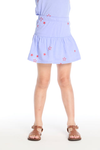 Chaser Tossed Stars Powder Blue Peplum Skort