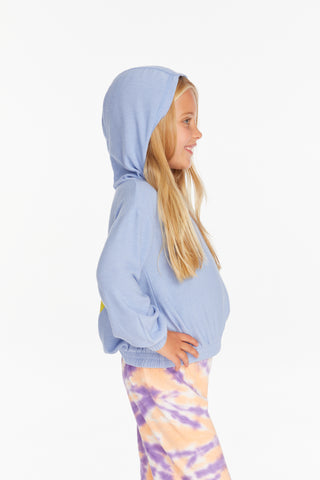 Chaser, Chaser Star Smiley Semi Cropped Shirred Hoodie Pullover - Basically Bows & Bowties