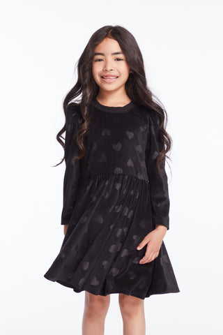 Chaser Girls Licorice Puff Long Sleeve Dress with Twirl Skirt