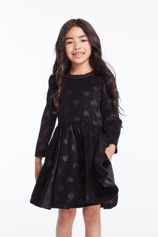 Chaser Girls Licorice Puff Long Sleeve Dress with Twirl Skirt
