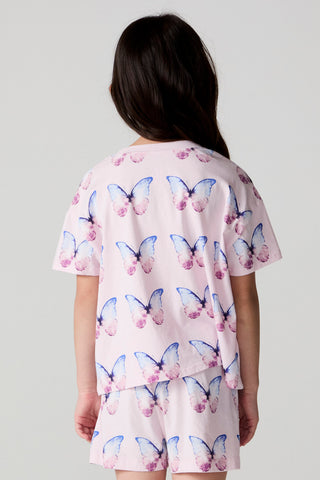 Chaser Flutter Butterfly Tee shirt featuring a colorful butterfly design on the front, casual fit, in a relaxed style.