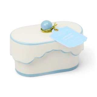 Paddywax Chérie 5.5 oz Ceramic Candle - Lavender & Thyme
Small white cake-shaped container with blue accents on a white background