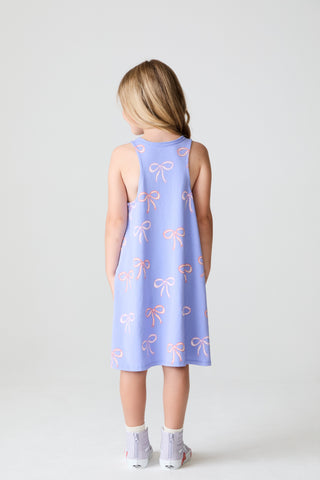 Chaser allover dainty bow print tank dress featuring a relaxed fit and sleeveless design, perfect for casual summer wear.