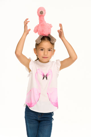 Chaser Flamingo Mirror Flutter Sleeve Tee, Chaser, cf-size-10, cf-size-2, cf-size-4, cf-size-5, cf-size-6, cf-size-8, cf-type-shirts-&-tops, cf-vendor-chaser, Chaser, Chaser Kids, Chaser Tee,