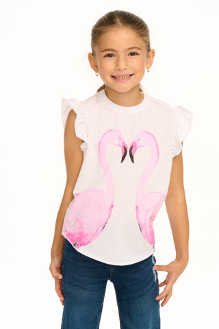 Chaser Flamingo Mirror Flutter Sleeve Tee, Chaser, cf-size-10, cf-size-2, cf-size-4, cf-size-5, cf-size-6, cf-size-8, cf-type-shirts-&-tops, cf-vendor-chaser, Chaser, Chaser Kids, Chaser Tee,