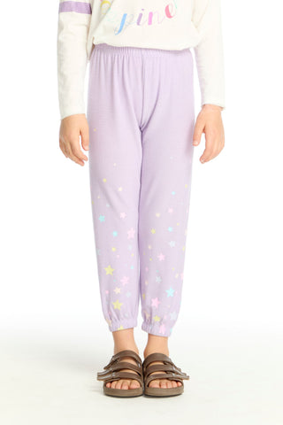 Chaser Candy Stars Pants
Child wearing light purple pants with star patterns on a white background
