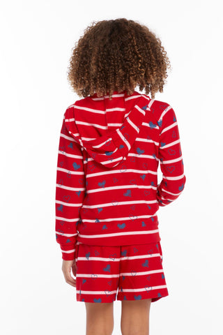 Chaser Heart Stripe Girls Zip-up Hoodie