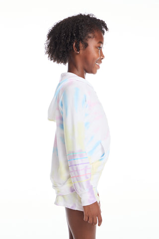 Chaser Rainbow Stripe Girls Zip Up Hoodie