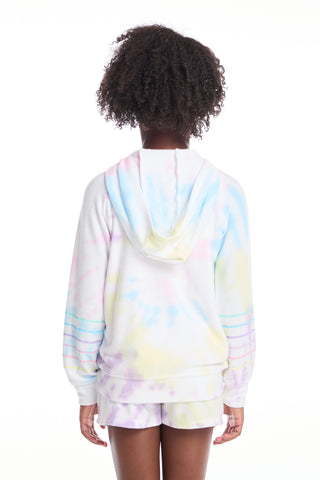 Chaser Rainbow Stripe Girls Zip Up Hoodie