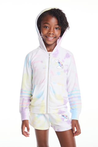 Chaser Rainbow Stripe Girls Zip Up Hoodie