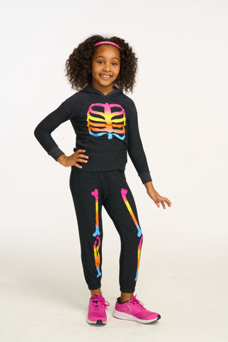 Chaser Rainbow Skeleton Pullover Hi/Lo Hoodie, Chaser, cf-size-3, cf-size-7, cf-type-pullover, cf-vendor-chaser, Chaser, Chaser Happy Halloween, Chaser Kids, Chaser Pullover, Halloween, Hallo