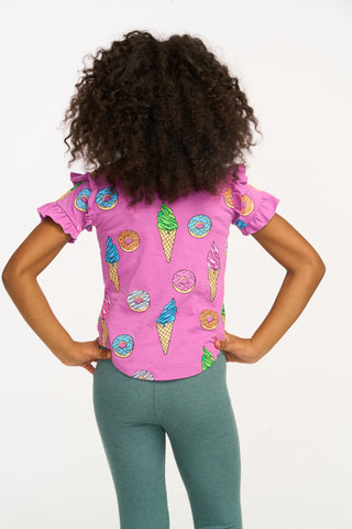 Chaser Sweets Ruffle Sleeve Tee, Chaser, cf-size-3, cf-size-4, cf-size-5, cf-size-6, cf-size-7, cf-size-8, cf-type-tee, cf-vendor-chaser, Chaser, Chaser Ice Cream, Chaser Kids, Chaser Short S