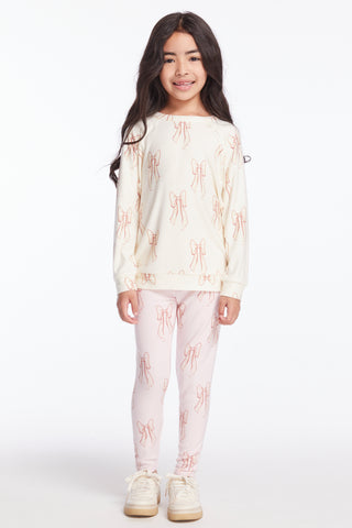 Chaser Allover Bows Girls Raglan Pullover