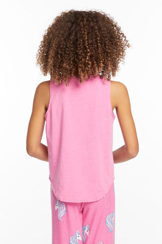 Chaser Pretty Unicorn Girls Vintage Jersey Shirttail Muscle