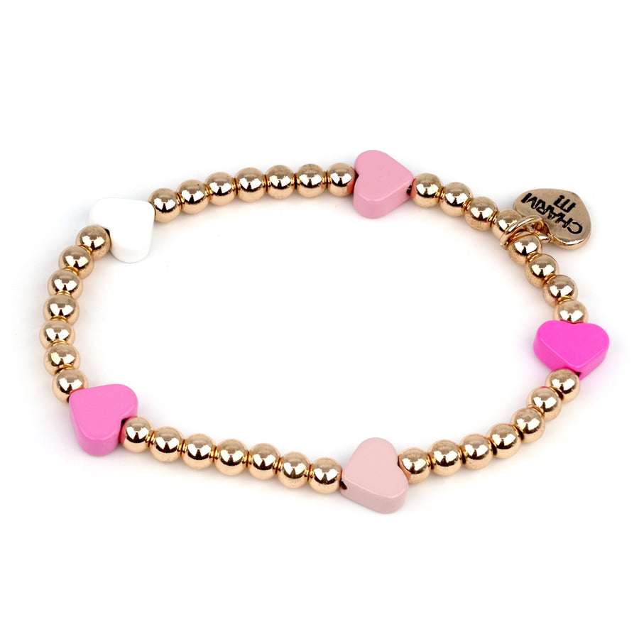 Pink Stacked Charm Bracelet