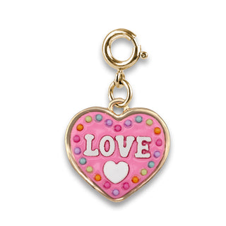 Charm It! Gold Love Sugar Cookie Charm
Heart-shaped charm with 'LOVE' and polka dots on a white background