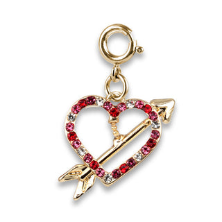 Charm It! Gold Heart & Arrow Charm
Gold charm with a heart and arrow design featuring red and pink crystals on a white background