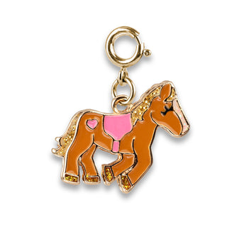 Charm It! Gold Horse Charm
Gold horse charm with pink saddle on a white background