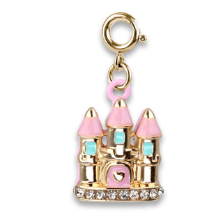 Gold Fairytale Castle charm from Charm It! charm and pendant collection featuring intricate castle design.