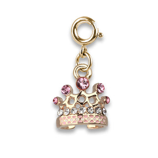 Charm It! Gold Tiara Charm
Gold crown charm with pink gemstones on a white background