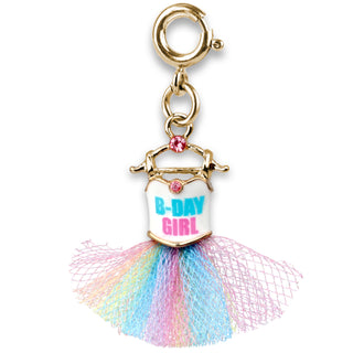 Charm It! Gold B-Day Girl Tutu Charm
Gold charm with 'B-Day Girl' text and colorful tassel on a white background