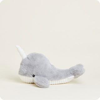 Narwhal Warmies
Gray plush narwhal toy on a white background