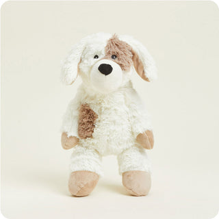 Puppy Warmies
Plush toy dog with white and brown fur on a light beige background