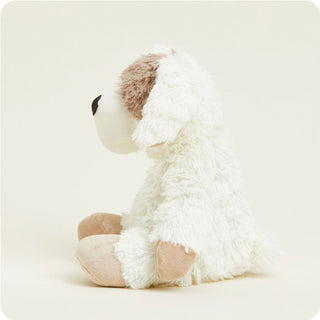 Puppy Warmies
White plush toy with brown accents on a light beige background