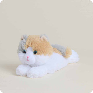 Calico Cat Warmies Junior
Plush toy resembling a cat with a beige, white, and gray color scheme on a light beige background.