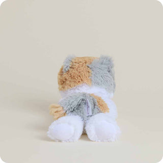 Calico Cat Warmies Junior
Plush toy resembling a dog with gray, brown, and white fur on a beige background