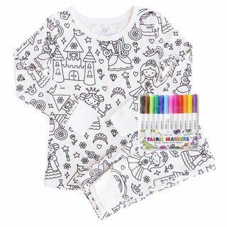 Caden Lane colorable two-piece pajama set featuring whimsical Far Far Away design for kids, soft fabric, and playful style.