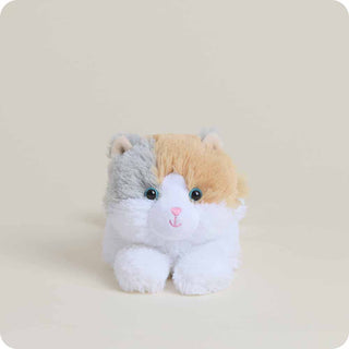 Calico Cat Warmies Junior
Plush toy cat with a white chest and brown ears on a beige background