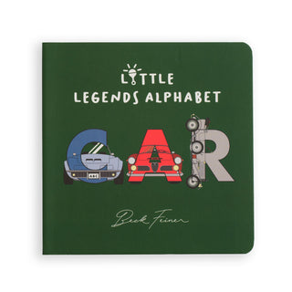 Car Little Legends Alphabet Board Book
Book titled 'Little Legends Alphabet' with car illustrations on a green background