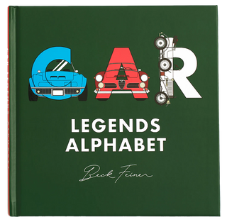 Car Legends Alphabet Hardcover Book
Book titled 'CAR LEGENDS ALPHABET' with colorful car illustrations on a green background