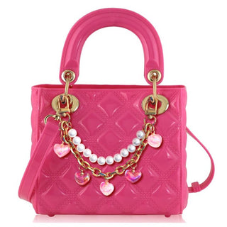 Carrying Kind Pearl Handbag - Flamingo Pink Heart
