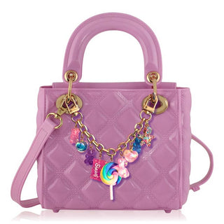 Carrying Kind Pearl Handbag in Lilac Candy Crush with pearl accents and a sleek, stylish design for elegant carrying.
