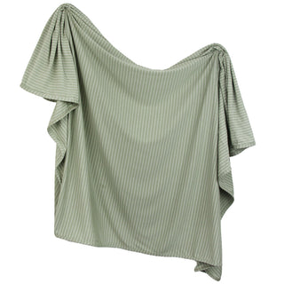 Lou Lou and Company Knit Swaddle Blanket - Carson
Green striped off-shoulder top on a white background