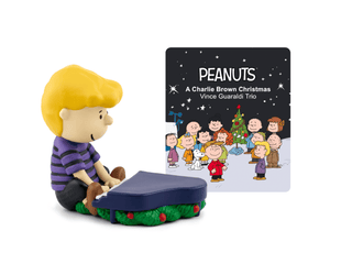 Tonies Character: Peanuts: A Charlie Brown Christmas (Vince Guaraldi Trio)
Figurine of a character playing a guitar next to a 'Peanuts' album cover on a white background