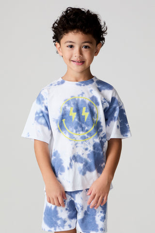 Chaser boys tie-dye smiley face T-shirt with vibrant colors and casual fit, perfect for kids' everyday wear.