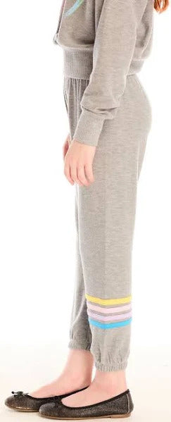 Chaser Contrast Strappings Pants
Gray sweatpants with colorful stripes on a white background
