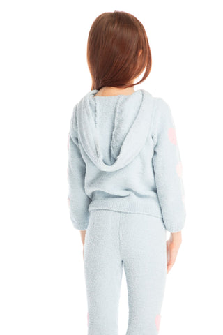 Chaser Cropped Shirred Snowflake Hoodie
Person wearing a light blue tracksuit on a white background