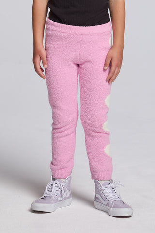 Chaser Holiday Hug girls jogger pants in camel with festive holiday print and elastic waistband
