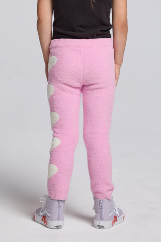 Chaser Holiday Hug girls joggers in tan with festive holiday print