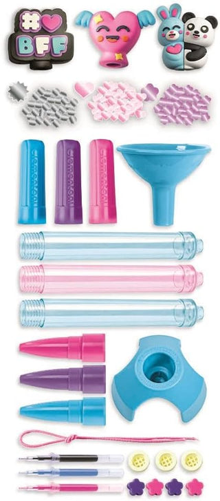 Clementoni Idea Create Your­ Pens Best Friends Forever
Collection of stationery items including pens, a funnel, and small toys on a white background