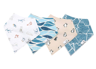 Copper Pearl Arctic Wonder bandana bib set featuring stylish, soft bibs with a winter-themed pattern for babies and toddlers.